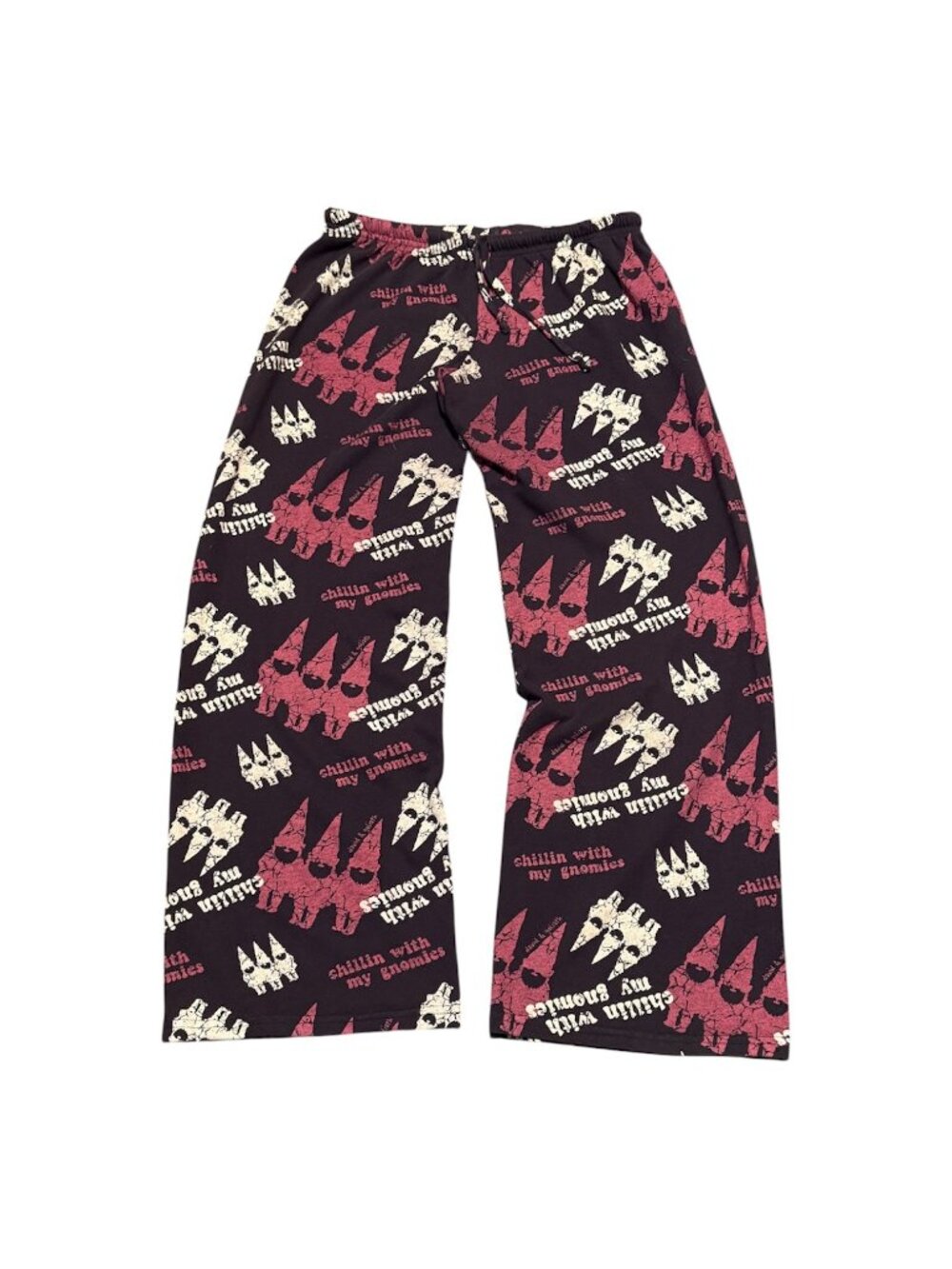 David & Goliath Womens Chillin with the Gnomies Print Sweatpants Sz M Check Desc